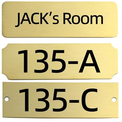QIPAN Metal House Numbers Sign,Mailbox Numbers House Address Plaques,Indoor/Outdoor Use,Doorplate,Laser Engraving Personalized Address Signs for House,Apartment,Mailbox,Classroom (Gold, Medium)