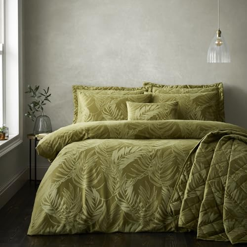 Portfolio Home Woburn Botanical Leaf Olive Double Soft Easy Care Bed Linen Bedding Duvet Cover Quilt Set With Pillow Cases