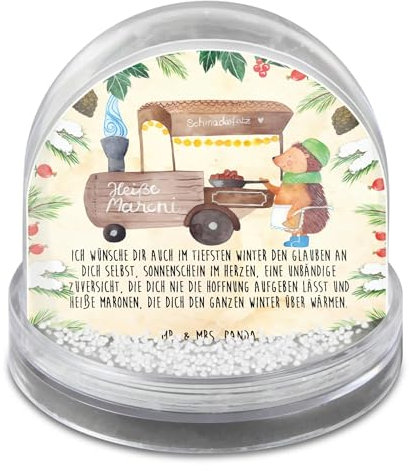Mr. & Mrs. Panda Weihnachts Schneekugel Igel Maronen - Geschenk, Duft, Schüttelkugel, Kastanien, Weihnachten, Schnee Kugel, dekoartikel, Weihnachtsmarkt