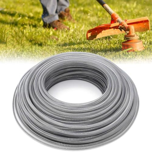AVCXEC Hilo Desbrozadora Acero, Hilo Desbrozadora 2.4 mm X 60 m, Hilo para Desbrozadora acero con Funda de Nailon, Hilo Trenzado Desbrozadora, Hilo Cortabordes para Césped, JardíN y Maleza