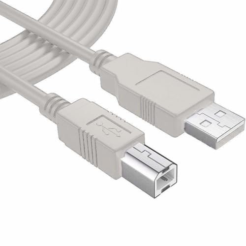 TECHZOCO Cable Impresora, Cable USB para Impresora, Cable USB 2.0 Tipo A a Tipo B, Cable de escáner, Compatible con HP, Epson, Canon, Brother, Lexmark, Disco Duro, Fotografía, Beige, 1 Metro
