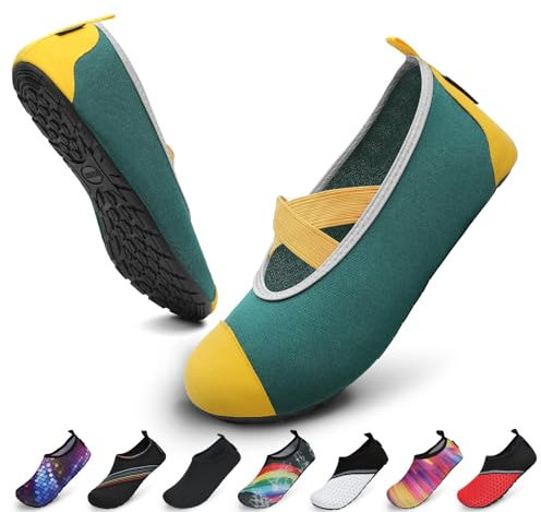 SAGUARO Chaussures Aquatiques Chaussons de d'eau Plongée Chaussettes Aqua pour Piscine et Plage Sports Nautiques Natation Surf Voile Mer Rivière pour Homme Femme, Vert Sapin, 42/43EU
