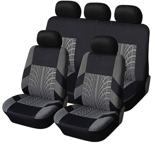 SIOXFN Auto Sitzbezüge für Nissan Juke F16 F15 2019-2025, Allwetter Atmungsaktiv Autositzbezüge Vorne Hinten Autositz Schonbezug Bequem rutschfest Full Set Autositzbezug,A Black+Grey