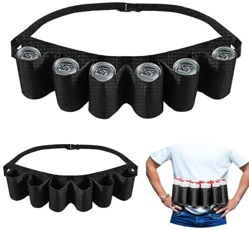 Lot de 2 ceintures de bière, porte-bière, porte-bière, porte-bière, porte-bière, en cuir, pour ceinture, porte-bière, boucle pour fête des pères, anniversaire, fête de la bière (noir)