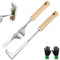 Adiwo Desherbeur Manuel, 3 Pièces Couteau Désherbeur, Desherbeur en Acier Inoxydable, avec Manche en Bois, Arrache Mauvaise Herbe pour Désherbage dans Les Jardins, Parcs et Potagers