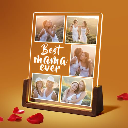 NIBESSER Personalisierte Geschenke für Mama Muttertagsgeschenke Foto-Geschenk von Tochter ＆ Sohn, Acryl Glasbild mit Foto Geburtstag- Led Bilderrahmen die Besten Geschenke für Mütter
