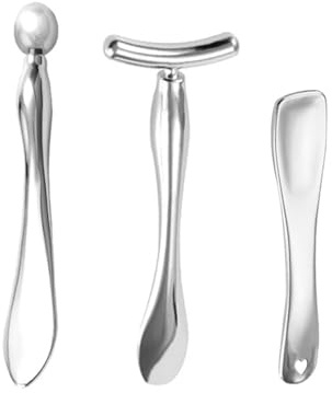 3Pcs Silver Metal Eye and Face Cream Applicators Makeup Cream Spoon Roller Stick T-Shaped Eyes Facial Massager Sticks Cosmetic Skin Care Tools