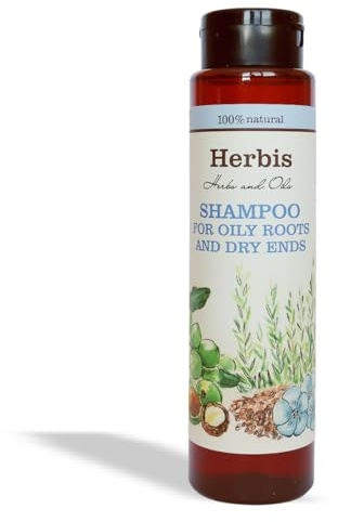 Herbis Natürliches Shampoo für fettige Wurzeln und trockene Spitzen, 300 ml, mit Rosmarin- und Traubenkernöl