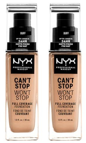 NYX Professional Makeup Foundation Can't Stop Won't Stop Tönung 10 Buff Flüssig Waterproof Langer Halt 24h Finish Matte Leicht No Transfer und Ultra Pigmentiert - 2 Foundation 30ml