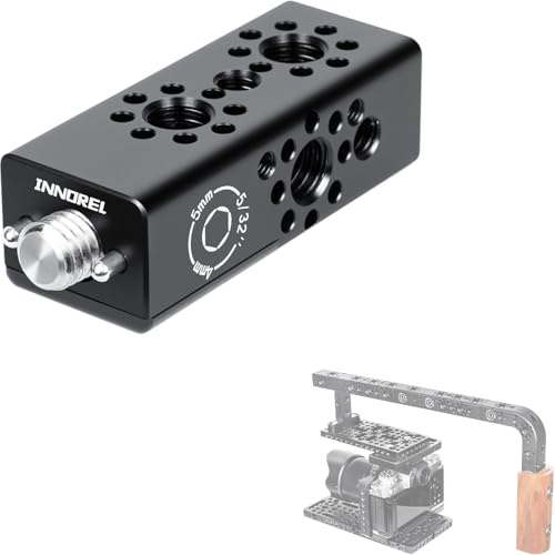 INNOREL CB2 CNC Aluminum Alloy Multi-Function Cheese Handle, Cheese Grip Extension Bar, Featuring 3/8 and 1/4 Arri Locating Holes for Camera Cage Frames, DIY Video Rigs, any 3/8 Threaded Point