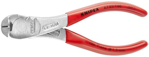 KNIPEX Kraft-Vornschneider, 140 mm, 67 03 140 | Chrom-Vanadium-Stahl, auch für Pianodraht, hochübersetzt und robust, Drahtschneider, Drahtzange