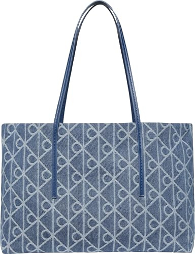 Calvin Klein Emblem Aop Denim Tote W/Pouch YBN - DENIM JQD MEDIUM WASH One Size