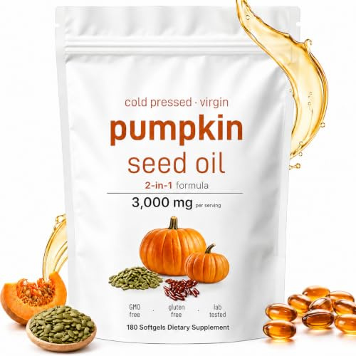 Pumpkin Seed Oil Capsules, Cold Pressed Virgin Oil, Essential Fatty Acids & Phytosterols, Non-GMO, 180 Softgels