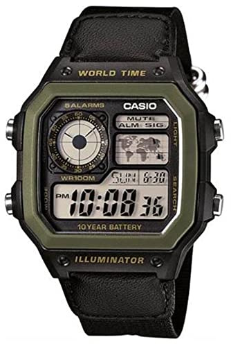 Casio Men's AE1200WHB-1BV 10 Year Battery Watch, Black, Quartz Watch,Chronograph,Digital
