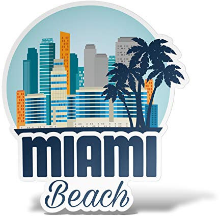 erreinge Aufkleber Miami Usa Vereinigte Staaten Geschenk Shaped Adhesive PVC für Abziehbild Tapete Auto Moto Helm Camper Laptop - 12 cm