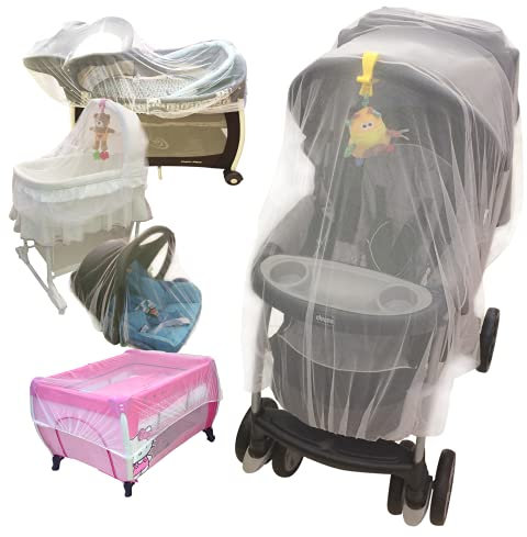 Croc n Frog Mosquito Net for Stroller – Universal Fit Insect Net for Prams, Cribs, Car Seats, Carriers & Bassinets – Breathable Bug Cover for Baby Travel & Outdoor Use – White Mesh