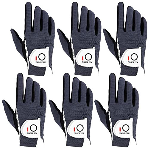 Golf Handschuhe Herren RainGrip Hot Wet Wetter Komfort Extra Value Linke Hand Links und rechte Hand rechts strapazierfähigem Golf Handschuhe 6 Pack (Grau, Medium, Rechts)