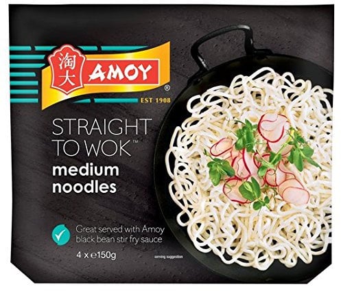 Amoy Straight To Wok Medium Noodles 4 x 150g