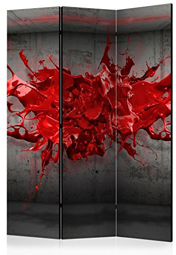 murando Raumteiler 3D Optik Foto Paravent 135x172 cm einseitig auf Vlies-Leinwand Bedruckt Trennwand Spanische Wand Sichtschutz Raumtrenner rot grau a-A-0186-z-b