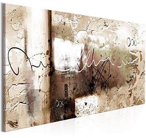 decomonkey Bilder Abstrakt 150x50 cm 1 Teilig Leinwandbilder Bild auf Leinwand Vlies Wandbild Kunstdruck Wanddeko Wand Wohnzimmer Wanddekoration Deko Modern beige braun