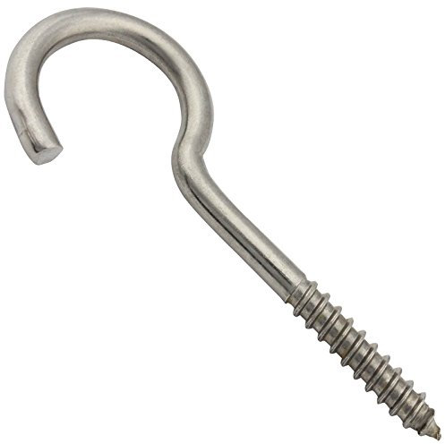 SC-Normteile Schraubhaken mit Holzgewinde - 6 x 100 mm - (50 Stück) - Wandhaken | Wäscheleinenhaken | gebogen | rostfrei - (Gewindelänge: 35 mm) - aus Edelstahl A2 V2A - SC9080