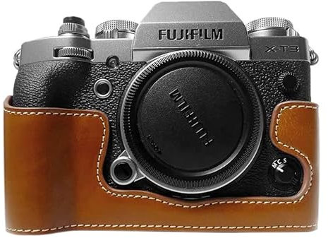 kinokoo Fuji X-T3 Camera Case, Half Case for Fujifilm X-T3 Bottom Cover Protective Case (Brown)