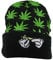 UTOWO Weed Marihuana Acryl Beanie Mützen Marihuana Weed Cuff Beanie Mütze für Damen Herren Roll-up Skully Cap, Grün , MEDIUM