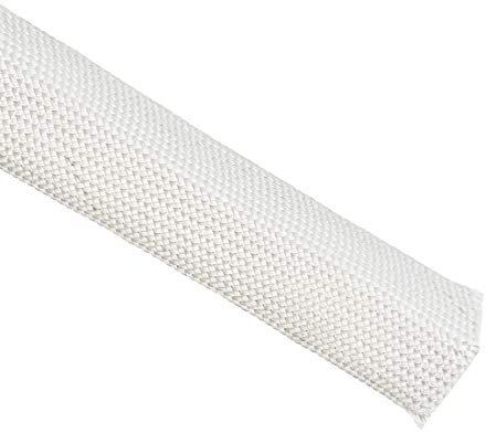 sourcing map Gaine Isolation Tresse 3.3Pied-20mm Haute Température Fibre Verre Manchon Blanc
