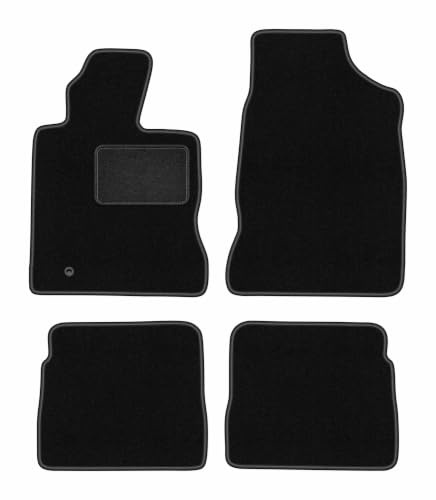 Velours-Fußmatten passend für Chrysler PT Cruiser 2000-2010, Schwarz, LUX | passend für Cabrio/Schrägheck; Velours-Teppich (Polypropylen), ca. 6,5 mm; rutschfest, Druckknöpfe 16 mm