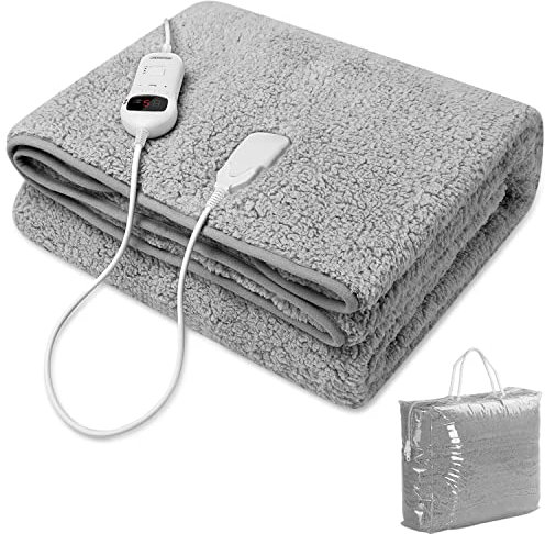 Monzana Heizdecke Wärmeunterbett 180x130 cm grau 120W 10 Stufen Teddy Fleece Überhitzungsschutz Waschmaschinengeeignet