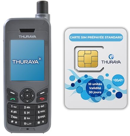 OSAT Thuraya XT-LITE telefono satellitare + SIM card prepagata standard con 10 unità | Validità 30 giorni | Copertura voce e SMS per comunicazioni a distanza e emergenze