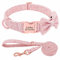 PET ARTIST Personalized Girl Dog Collars with Detachable Bowtie - Soft & Comfy Cute Dog Collar and Leash Set with Rose Gold Buckle - Adjustable Bowtie Collars for Small Medium Large Dogs,Pink,M