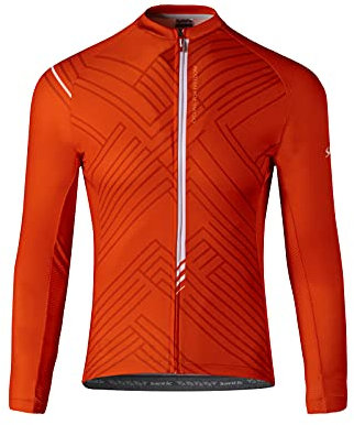 Santic Men's Cycling Jersey Long Sleeve Tops for Biking - Breathable Shirts Red M