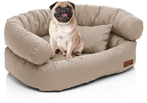 Juelle Mittel-Hundbett - Sofa für mittelgroße Hunde Abnehmbare Tasche, Waschmaschinenwaschbar flauschiges Bett, Hundestuhl Santi S-XXL (Größe: M - 80x60x30 cm, Beige)