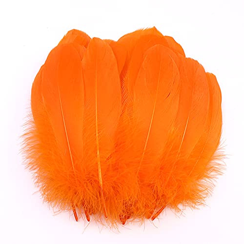 100 Stück Bunte Feder zum Basteln Naturfedern Gänsefedern Indianer Bastelfedern für DIY Kunstwerk Masken Hüte Ohrringe Haarschmucken Traumfänger Hochzeit Karneval Party Dekoration,12-18cm Orange