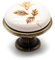 DOJA Barcelona | Bouton de Meuble | 4 Poignée Meuble Vintage Rose d'Automne | Ø26,5*Ø14*23mm | Zinc-Aluminium, Porcelaine | Poignée de Porte, Poignee de Meuble Cuisine, Poignee de Porte Interieur