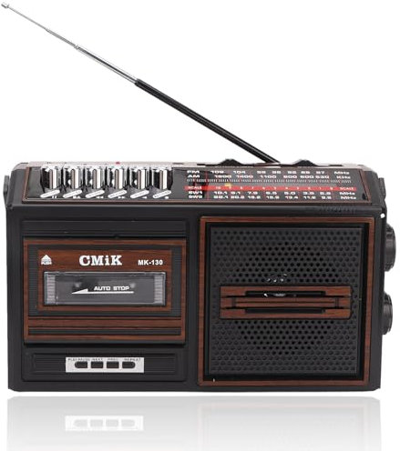 Retrò Boombox - Lettore a cassette, radio AM/FM, stereo, vintage, con altoparlante e jack per cuffie, sistema audio stereo per bambini più grandi, registratore cassette