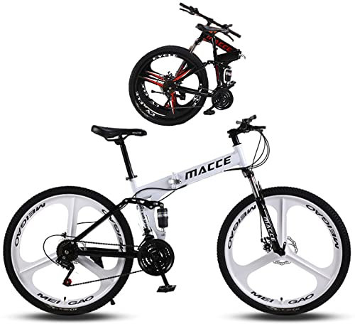 Faltrad-Klapprad für Erwachsene Discbremse Faltfahrrad-Herren-Damen 30 Gang Kettenschaltung Folding City Bike Rahmen Aus Kohlenstoffstahl,White / 3 / 24inch