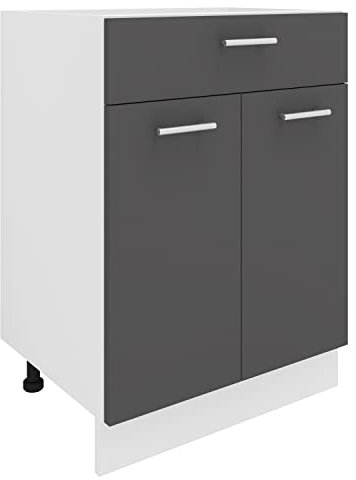 VCM Küchenschrank Breite 60 cm Schublade Unterschrank Küche Küchenmöbel Esilo Weiß/Anthrazit