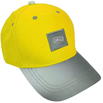ROTH Basecap für Kinder gelb mit reflektierenden silberfarbenen Schild und Elementen, größenverstellbar 5-8 Jahre