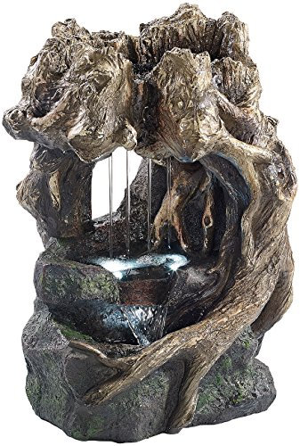 infactory Deko Zimmerbrunnen: Beleuchteter Zimmerbrunnen Wurzelgrotte mit LED (Versandrückläufer) (Tisch-Zimmerbrunnen, mit Wasserpumpe, Pumpe)