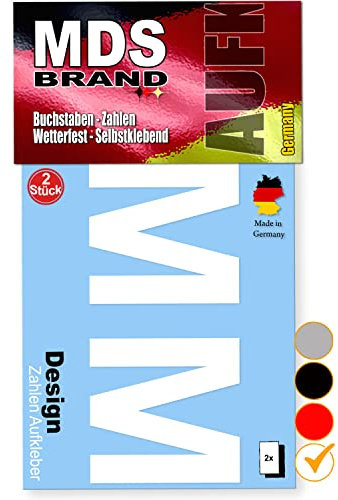 MDS Brand 5cm Design Buchstaben Aufkleber Selbstklebende Klebebuchstaben | Wetterfest Alphabet zum Aufkleben für Briefkasten, Vinyl Buchstaben für Außen & Innen (Weiss, M)