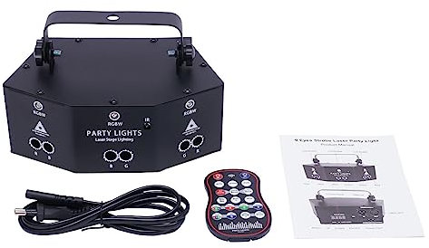 9-Augen-LED-RGB-Laserlicht DJ-Projektor Disco-Bühnenbeleuchtungseffekt DMX-Effekt Scheinwerfer Halloween Weihnachten Club Bar Geburtstagsparty Urlaub Friseur Fußmatte aus Edelstahl Lichteffekt