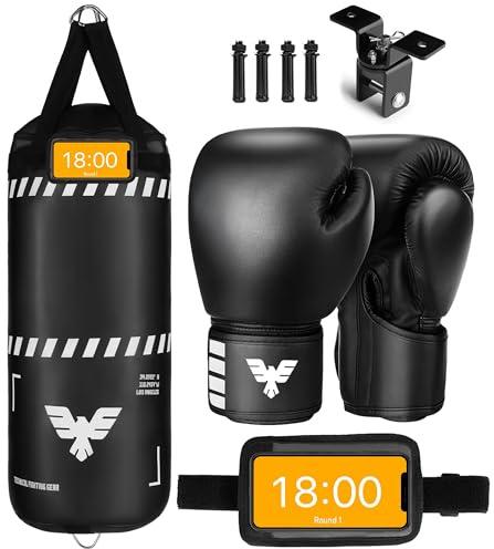 Elite Sports Kids Boxing Punching Bag Set - 2 ft Heavy Boxing Bag, 6oz Gloves & Phone Case – Youth Boxing, MMA, Home Gym & Martial Arts Training Equipment (UN-Filled)