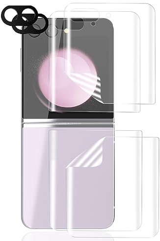 Phlleyaa Protector de Pantalla para Samsung Galaxy Z Flip 5, TPU Película Protectora 2 Piezas y Protector de Lente de Cámara 2 Piezas, Sin Burbujas para Galaxy Z Flip 5 Vidrio Templado
