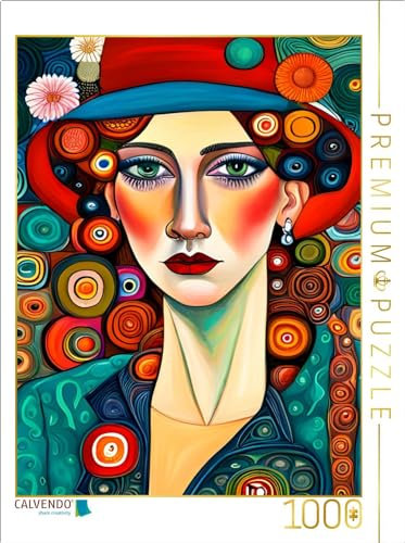 CALVENDO Puzzle Dame mit Hut - Picasso // Klimt | 1000 Teile Lege-Größe 48 x 64 cm Foto-Puzzle für glückliche Stunden