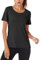 Sykooria Damen T-Shirt Kurzarm Fitness Sport Rundhals Funktionsshirt Tech T Shirt Laufshirt Gym Yoga Training Funktion Sportshirts, Schwarz XXL