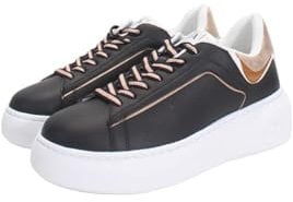 Armani Exchange Lace-up Sneakers, Scarpe da Ginnastica Donna, Nero Oro Rosa, 37.5 EU