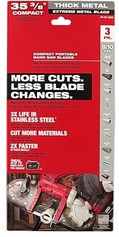 for Milwaukee 48-39-0609 35-3/8 8-10 TPI Extreme Thick Metal Bandsaw Blades 3PK