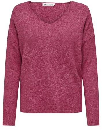 ONLY Damen Strickpullover V-Ausschnitt Sweater Onlrica Life L/S V-Neck Pullo KNT Noos 15224360,Granita/Detail:w. Melange,XS